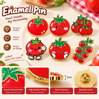 Pins de revers en émail motif tomate rouge Kawaii, personnalisés, OEM ODM, en métal, d'art et de collection, fiables, durables, uniques, faible MOQ, vente en gros d'usine, bon marché