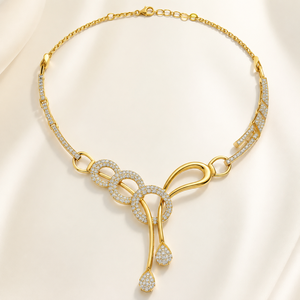 Parure de collier de créateur en or massif 18 carats avec diamants, idéale pour fiançailles, mariage, anniversaire, fête, cadeau, bijoux pour femmes, acheteurs B2B - Product Image 1