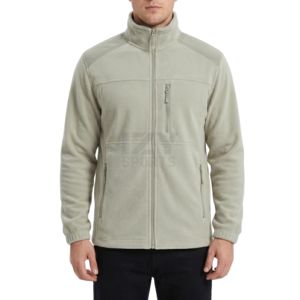 Chaqueta de Forro Polar de Calidad Premium al por Mayor, Gris Medio, con Cremallera Completa, Cuello Alto, Bolsillo en el Pecho, Capa Térmica Exterior, Chaquetas de Invierno - Product Image 3