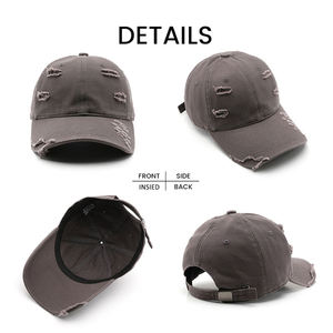 High Quality Custom Unisex Adjustable Acid Washed Distressed Baseball <b>Hat</b> Vintage Plain Cotton Baseball Cap Custom Cap - Product Image 3