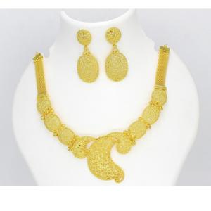 Parure de bijoux collier avec boucles d'oreilles en laiton plaqué or pur parure de bijoux collier design haute qualité Émirats arabes unis Dubaï - Product Image 6