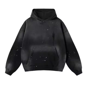 เสื้อฮู้ดดี้ผ้าฝ้ายหนาน้ำหนักมาก สไตล์วินเทจ ซันเฟด ล้างสีแบบแอซิดวอช สำหรับผู้ชาย ออกแบบโดยแฟชั่นดีไซเนอร์ - Product Image 1