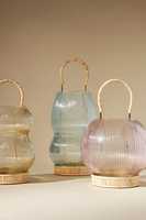 Pot à bougie en verre côtelé vert avec couvercle, forme cylindrique, résistant à la chaleur, décoration d'intérieur, porte-bougie votif