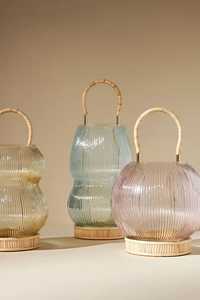 Portavelas de Vidrio Verde Acanalado con Tapa, Forma Cilíndrica Redonda, Resistente al Calor, Decoración para el Hogar - Product Image 5