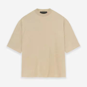 เสื้อยืดคอกลมแขนสั้นทรงโอเวอร์ไซส์สำหรับผู้ชาย ผ้าฝ้ายถัก 100% สีพื้นเรียบง่าย สวมใส่สบาย ทรงปกติ ดีไซน์เรียบ - Product Image 4
