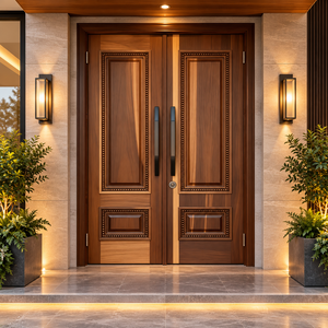 Porte d'entrée battante moderne GA-47S Golden Aero, design scandinave, cœur en bois massif, double moulage, pour villa et appartement - Product Image 5