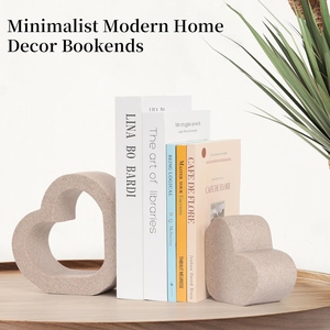 Heart Shape Ceramic Bookends 2Pcs Minimalist Design For Valentine'S Day Decor - Product Image 1