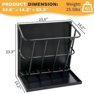 Rastrelliera per Fieno in Acciaio Resistente di Grande Capacità con Vassoio per Cereali Rimovibile, Rastrelliera Multilaterale per l'Alimentazione di Capre e Altri Animali - Product Image 6