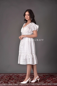 Vestido Midi de Diseño con Bordado Schiffli, Vestido de Fiesta de Lujo para Damas de Honor, Vestido de Playa Cómodo y Bordado - Product Image 2