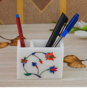 Marble Pen <b>Stand</b> Desk Organizer Stylish Desk Decoration Pencil Stationary Holder Premium Quality Marble <b>Desktop</b> Pen Holder - Product Image 1