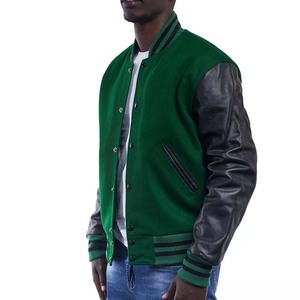 Varsity Jacket <b>Men's</b> Wool Letterman Real Leather Solid Color Embroidery Logo Patches and Labels Baseball College Jackets for <b>Men</b> - Product Image 6