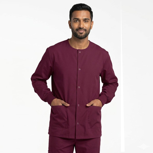 Men Hospital Scrub Jackets 2 Pockets \ Men's Medical Nursing Warm up Slim Fitted Jacket \ Medical Button-Up Scrub Top Men - Product Image 1