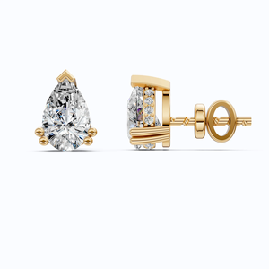 Boucles d'oreilles clous en or jaune 10K avec diamant de laboratoire certifié IGI, taille poire, design solitaire goutte d'eau, bijoux fins pour fiançailles et soirées - Product Image 1
