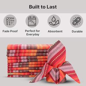 Serviettes de table modernes faites à la main pour Noël, en tissu de coton à carreaux multicolores, lavables et réutilisables, imprimées pour la décoration de table - Product Image 2