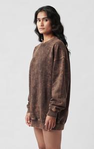 Sudadera Vintage para Mujer con Lavado Ácido, Oversize, Manga Larga, Cuello Redondo, Hombros Caídos, Estilo Urbano - Product Image 4
