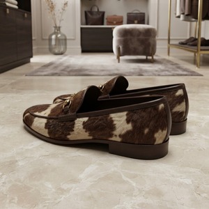 Horsehair <b>Cow</b> <b>Print</b> Loafers Round Toe Slip-On Men's <b>Dress</b> Shoes All Seasons Rubber Outsole Cushioned PU Midsole - Product Image 6