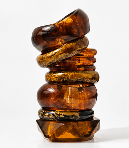 Natural <b>Craft</b> Handmade Amber Effect Resin Bangle Set Fashion Acrylic Bracelets Designer Statement Jewelry for Women Gift - Product Image 3