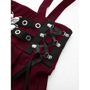 Jupe gothique PRO-GF pour femme - Mini-jupe trapèze avec boucle en forme de cœur, lacets et détails à œillets croisés - Product Image 4