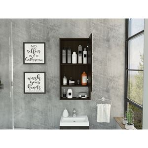 Armadietto per medicinali con un ripiano esterno, finitura Wengue Nero, serie Irvine, mensole da bagno - Product Image 1