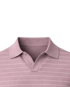 Polo a Rayas Rosa Polvoriento para Hombre, Manga Corta, Tejido de Punto, Dobladillo Acanalado, Corte Ajustado, Informal, Mezcla de Algodón, Fabricante Personalizado, Diseño OEM - Product Image 4