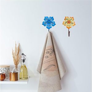 Crochets muraux en métal robustes en forme de fleur pour suspendre des objets décoratifs, porte-manteau pour la maison et le jardin, idéal pour les serviettes, les clés, les sacs, les chapeaux - Product Image 1