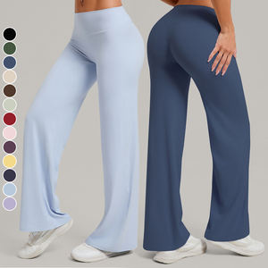 Pantalon de sport pour femme à logo personnalisé, coupe droite, séchage rapide, jambe large, effet push-up, idéal pour le Pilates et le yoga - Product Image 2
