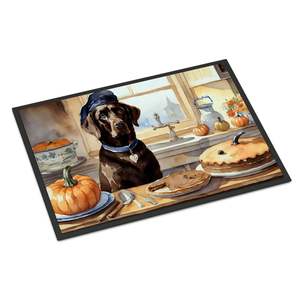 Chocolate Lab Fall Kitchen Pumpkins Doormat 24H X 36W Non-Slip Indoor Outdoor Entryway Rug Washable Low Pile Front <b>Door</b> <b>Mat</b> - Product Image 1