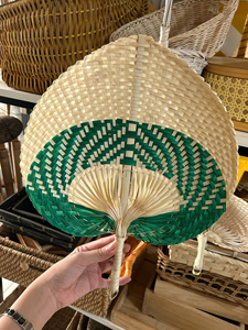 Handcrafted Painted Seagrass Bamboo Hand <b>Fan</b> Wall Mounted Home Decor <b>Wedding</b> Gift Eco-Friendly Customizable Size Vietnam Custom - Product Image 5
