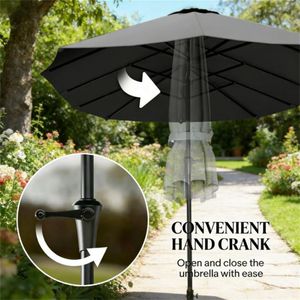 Ombrellone da Terrazzo Grigio Scuro Senza Base per Patio e Giardino - Product Image 4