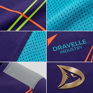 เสื้อพิคเคิลบอลแบบขายส่ง ดีไซน์สวยงาม สีม่วงมิดไนท์ ซีแยน ตาข่ายเนออน ลายพิมพ์แบบซับลิเมชั่น สำหรับอุตสาหกรรม Dravelle รับผลิตตามสั่งแบบ OEM - Product Image 5