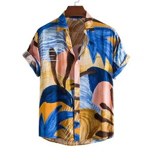 Camisas Hawaianas de Lujo 2025 para Hombre, Tejidas, Transpirables, de Algodón, Casuales, de Manga Corta, Estampadas, Tallas Grandes - Product Image 1