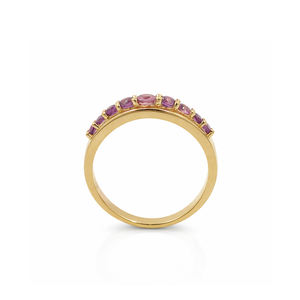 Anillo de Barra Redonda con 9 Piedras de Granate Rodolita, Plata de Ley 925, Engaste de Garras, Diseño Graduado, Joyería Fina - Product Image 3