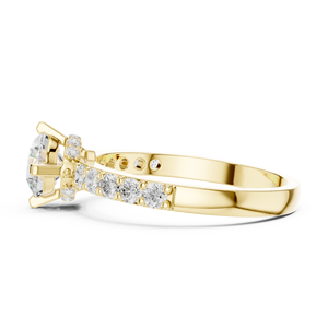 Anillo de Compromiso de Oro Amarillo con Diamante Redondo de Corte Brillante y Piedras Laterales Pavé, Joyería Clásica Solitaria para Mujer - Product Image 4