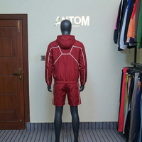 Ensemble streetwear maternité coupe-vent uni avec short et veste zippée deux pièces unisexe été 100% coton imperméable