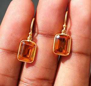 Pendientes de Plata de Ley 925 con Citrino Natural de 8x10mm, Rectangulares, Hechos a Mano, para Mujer, 2026 - Product Image 5