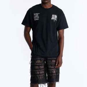 Custom Men's VIRAL DENIM Vintage Straight Jorts Light Distressed Hem <b>Embroidered</b> Breathable Eco-Friendly <b>Jeans</b> Shorts Rhinestone - Product Image 2