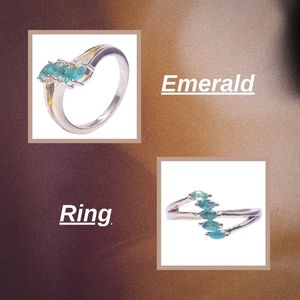 Wedding Wear 925 Sterling Silver Gold Plated Jewelry <b>Emerald</b> Gemstone Women Wear Classic <b>Ring</b> - Product Image 4