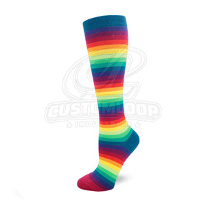 <b>Rainbow</b> Striped Knee <b>Socks</b> Men Knitted Breathable Spandex Polyester Cotton Daily Wear Spring Season Regular Style - Product Image 4