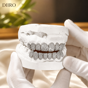 Grillz en argent sterling 925 avec moissanite taille diamant rond et micro-incrustation, unisexe, pour un look glamour et tendance en soirée - Product Image 3