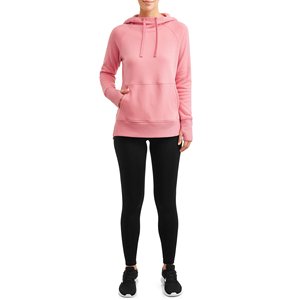 Sweat-shirt à capuche rose pour femme, à manches longues, décontracté, avec cordon de serrage et poche kangourou - Product Image 1