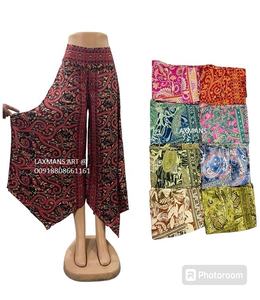 Pijama de seda estampada para mujer, pijama de algodón, pijama de algodón de la India, Pantalones estampados de rayón - Product Image 1