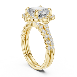 Bague en diamant de laboratoire taille Asscher sertie de griffes, design élégant et populaire, disponible en or jaune 14 carats, prix de gros. - Product Image 4