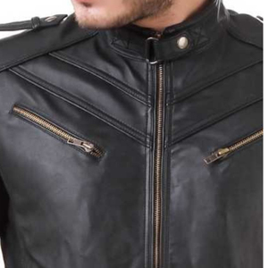 Men's <b>Real</b> <b>Leather</b> Motorcycle Winter <b>Jacket</b> Warm Genuine <b>Leather</b> Front Logo Breathable Eco-Friendly High Quality - Product Image 4