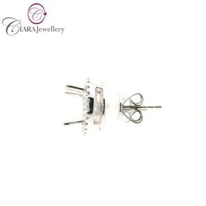 OEM ODM AL POR MAYOR 18K AU750 ORO BLANCO DIAMANTE REAL NATURAL REDONDO 3.00CT HALO PENDIENTES MONTAJE - Product Image 2