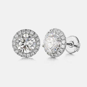 Classic 925 <b>Silver</b> <b>Stud</b> Earrings With Round Brilliant Cut Diamond Claw Setting Rhodium Plated Women's Engagement Jewelry - Product Image 4