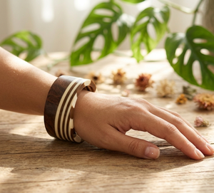 Premium Handmade Eco-Friendly Wooden and Resin <b>Love</b> Theme Women's Fashion <b>Bangle</b> - Product Image 2