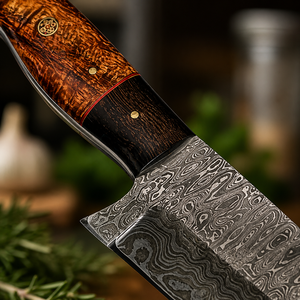 Custom Handmade Modern Damascus Steel Chef <b>Knife</b> Ambidextrous Design 8-9.9in Blade Length 3.0mm Thickness Wood Handle Extra - Product Image 3