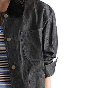 Premium Women Chambray Denim <b>Jacket</b> Oversized Casual Custom Utility Streetwear OEM Fashion <b>Lightweight</b> Outerwear Top Private Lab - Product Image 4