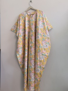 Vestido Kaftán Largo de Algodón Suave y Transpirable con Estampado Floral, Ecológico y Liso, para Mujer, Venta al Por Mayor - Product Image 3