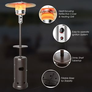 48,000 BTU in piedi Patio esterno riscaldatore propano LP Gas acciaio con tavolo e ruote - Product Image 2